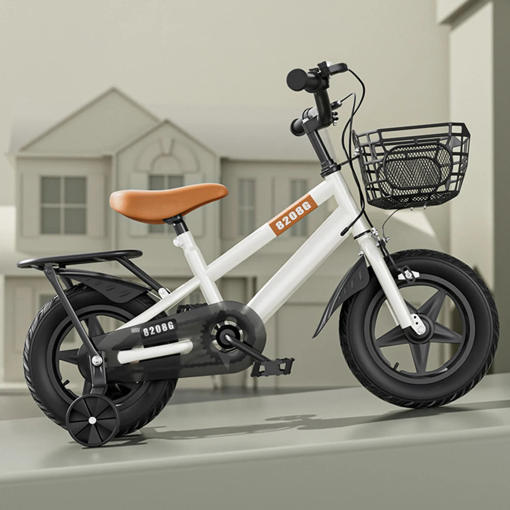 12 Inch Children Kids Bike Bicycle with Training Wheels & Basket Toddler Kids Bicycle for Ages 3-7 Years Old Boys Girls Train