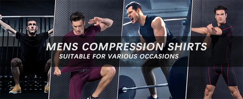 Men's Print Compression Shirts Summer Short Sleeve Rash Guard Gym Workout T-shirt Athletic Quick Dry Baselayer Undershirts Tops - MANDOTOS
