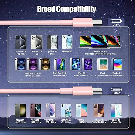 PD 60W Type C to Type C Cable For IPhone 15 16 Fast Charging For Samsung Xiaomi Huawei Type C Data phone Accessories 1M 2M 3M - MANDOTOS