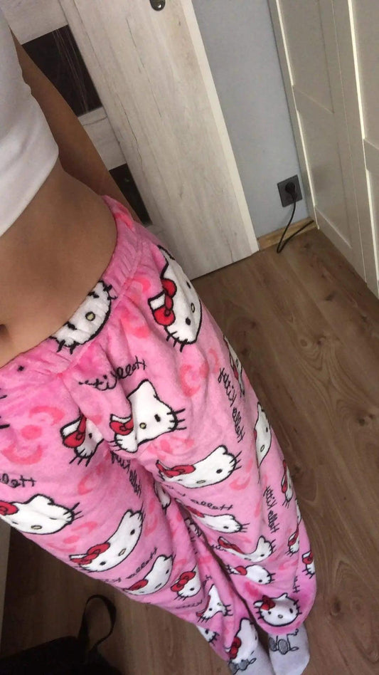 Y2K Hello Kitty Pajamas Pants Sanrio Anime Women's Pajama Pants Cartoon Couple Home Sleepwear Trousers Leisure Home Clothing - MANDOTOS