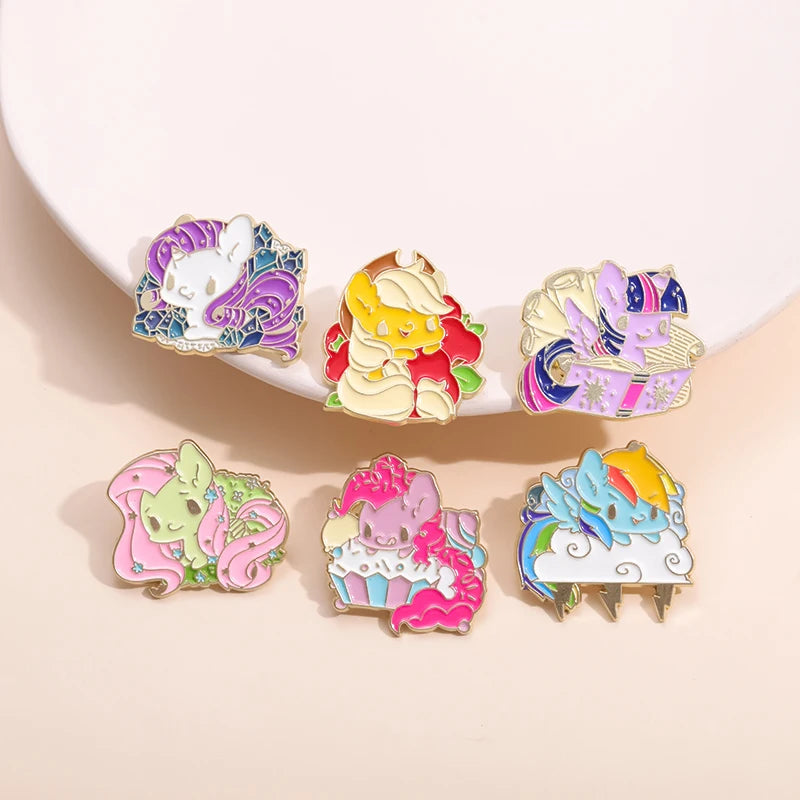 Animal 5-7pcs/Set Enamel Pins Penguin Bat Bee Owl Metal Brooches Fashion Lapel Badge Backpack Clothes Jewelry Gift for friends - MANDOTOS