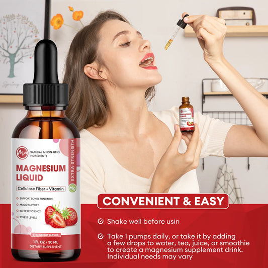 Magnesium Glycinate Liquid Drops - Triple Absorption Supplement, Support Nerves, Nighttime, Heart and Muscles Health Help Sleep