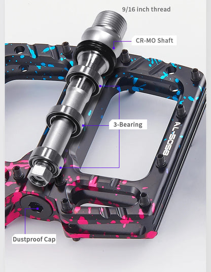 Bike Pedals 9/16 Inch Mountain Bike Pedal Premium Road Bike Pedals Wide Paltform and Lightweight Aluminum Bicycle Pedals