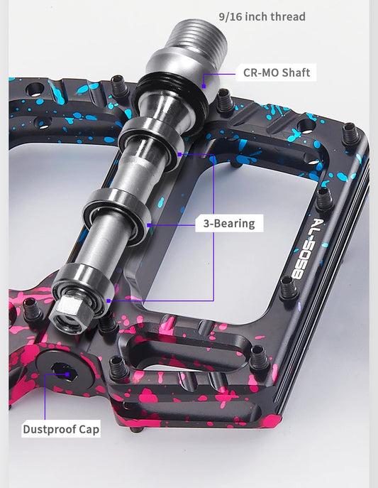 Bike Pedals 9/16 Inch Mountain Bike Pedal Premium Road Bike Pedals Wide Paltform and Lightweight Aluminum Bicycle Pedals