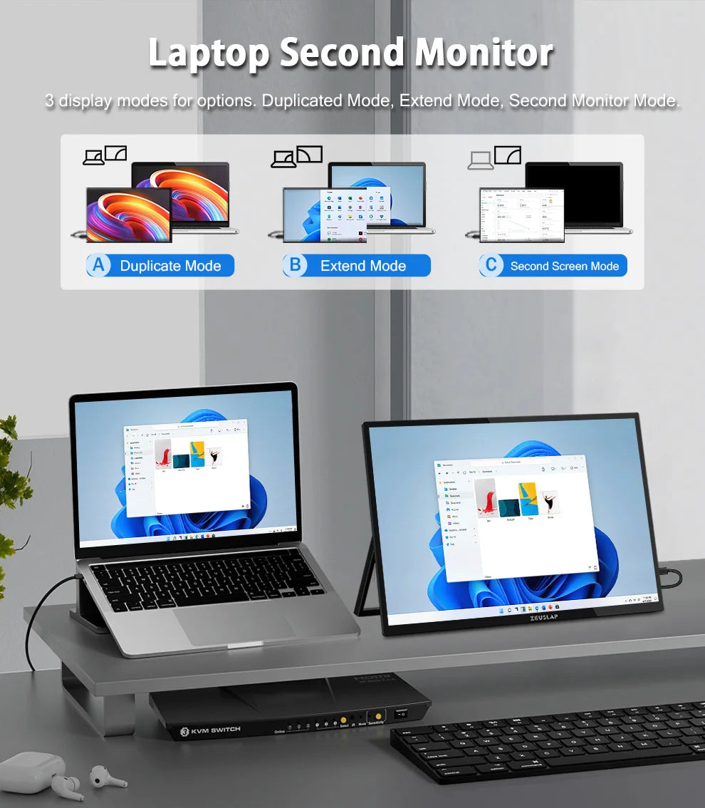 ZEUSLAP 18.5" Touch Screen Portable Monitor 100Hz 100% sRGB With Screen Holder Stand For Laptop Phone Xbox PS4 PS5 Switch