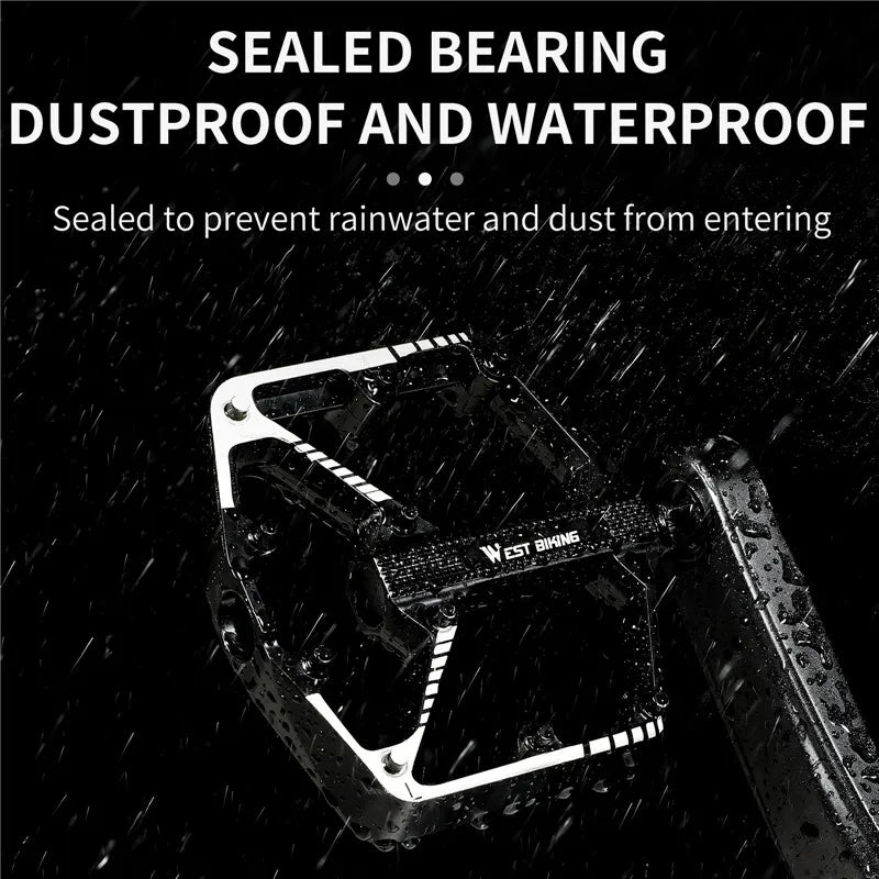 WEST BIKING Bicycle Pedals Sealed DU Bearing Nonslip Pedal Mountain Road Bike Cycling Alloy MTB Pedal Bicycle Accessories