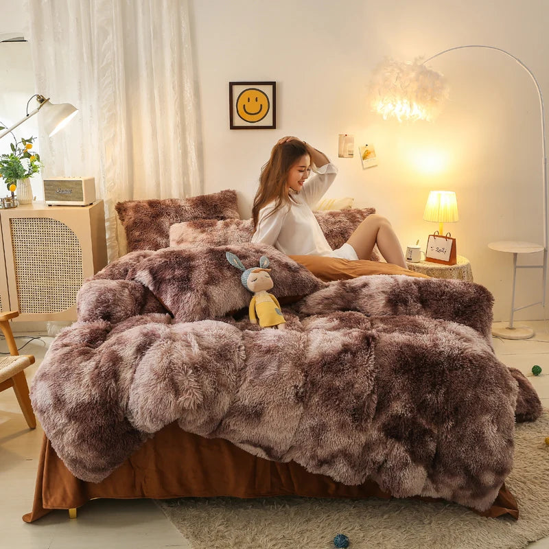 Luxurious Tie-Dyed Plush Flannel Bedding Set - MANDOTOS