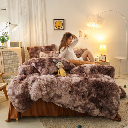 Luxurious Tie-Dyed Plush Flannel Bedding Set - MANDOTOS