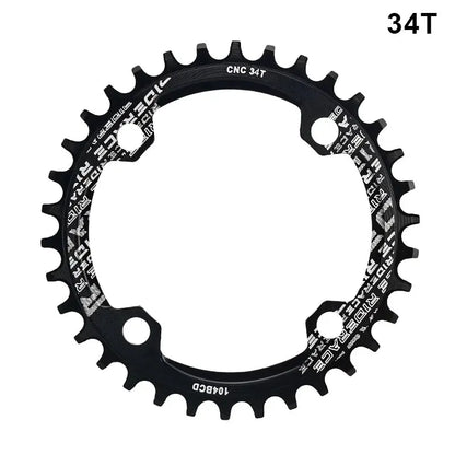 RIDERACE Bicycle Crank Chainring 104BCD Round Shape Narrow Wide 32T/34T/36T/38T Mountain Bike Crankset Chainwheel Single Plate