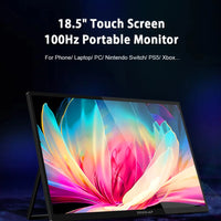 ZEUSLAP 18.5" Touch Screen Portable Monitor 100Hz 100% sRGB With Screen Holder Stand For Laptop Phone Xbox PS4 PS5 Switch