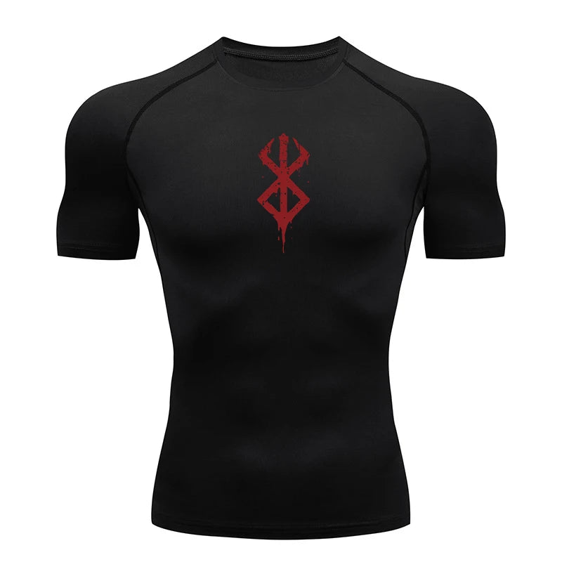 Men's Print Compression Shirts Summer Short Sleeve Rash Guard Gym Workout T-shirt Athletic Quick Dry Baselayer Undershirts Tops - MANDOTOS