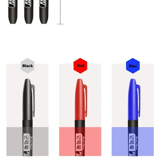 6PCs/Set Permanent Marker Pen Fine Point Waterproof Markers Thin Nib Crude Nib Black Blue Red Ink 1.5mm Fine Color Marker Pens