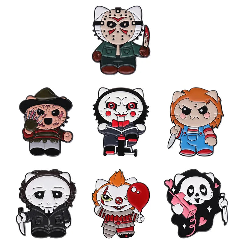 Animal 5-7pcs/Set Enamel Pins Penguin Bat Bee Owl Metal Brooches Fashion Lapel Badge Backpack Clothes Jewelry Gift for friends - MANDOTOS