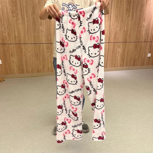 Y2K Hello Kitty Pajamas Pants Sanrio Anime Women's Pajama Pants Cartoon Couple Home Sleepwear Trousers Leisure Home Clothing - MANDOTOS