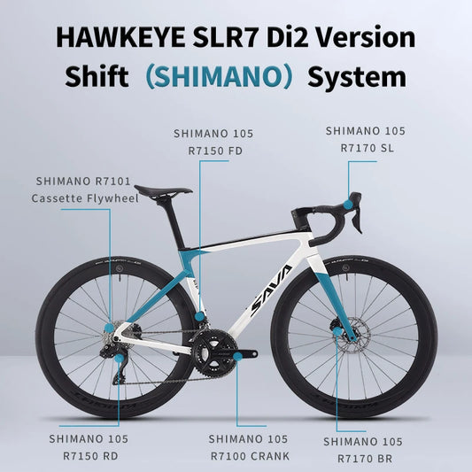 SAVA 2025NEW HAWKEYE SLR7 Carbon Fiber Road Bike with Shimano 105 DI2 R7170 Component Hydraulic Discs, Complete Adult Racing Set