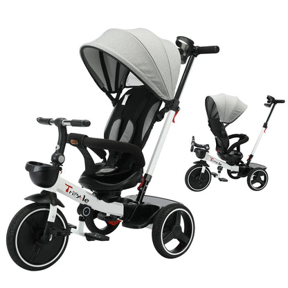 Ubravoo Baby Stroller Tricycle Ride Bike , 5-in-1, Adjustable Canopy, Sitting & Lying,Celerity Disassembly & Assembly,1-5 Years - MANDOTOS