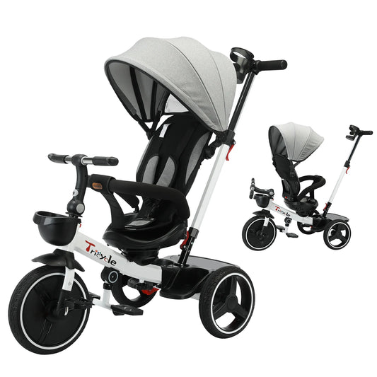 Ubravoo Baby Stroller Tricycle Ride Bike , 5-in-1, Adjustable Canopy, Sitting & Lying,Celerity Disassembly & Assembly,1-5 Years - MANDOTOS