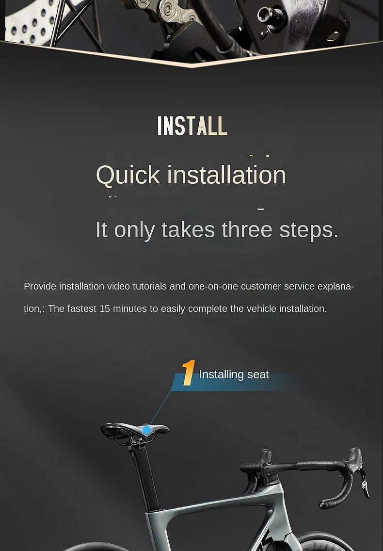 2025 New Ultra-Light Carbon Fiber Road Bike Fast Racing Bicycle with Hydraulic Disc Brakes 16/24-Speed Gear Shift Drop Handlebar