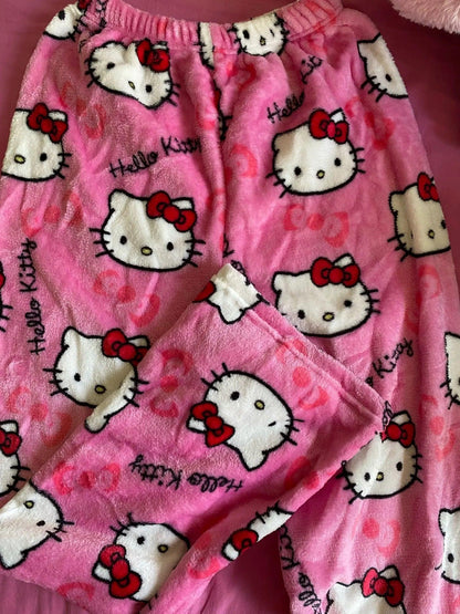 Y2K Hello Kitty Pajamas Pants Sanrio Anime Women's Pajama Pants Cartoon Couple Home Sleepwear Trousers Leisure Home Clothing - MANDOTOS