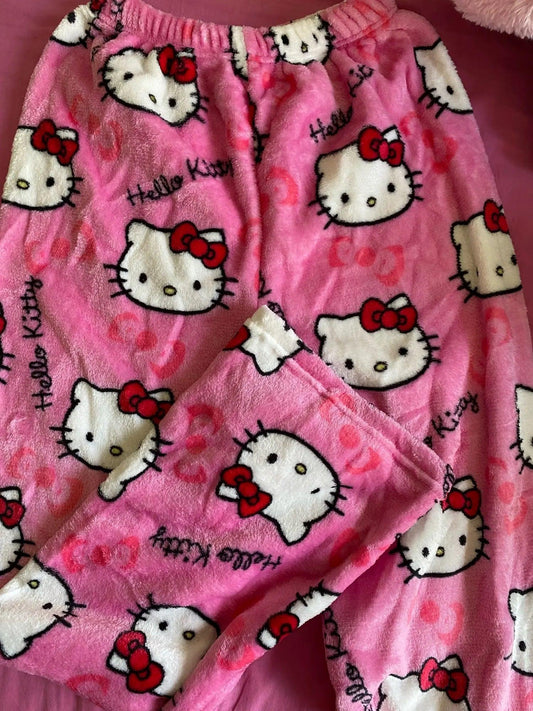 Y2K Hello Kitty Pajamas Pants Sanrio Anime Women's Pajama Pants Cartoon Couple Home Sleepwear Trousers Leisure Home Clothing - MANDOTOS