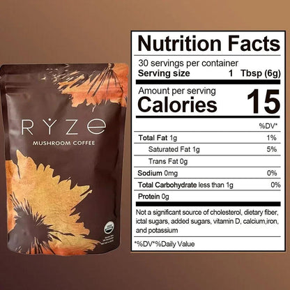 Organic Mushroom Coffee - Shiitake, Cordyceps, Supports Immune, Focus, Concentration, Stress, Digestion & Energy - 180 G - MANDOTOS