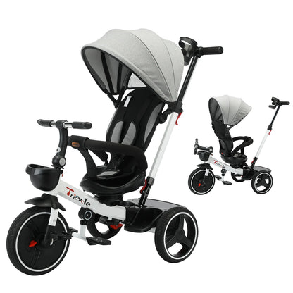 Ubravoo Baby Stroller Tricycle Ride Bike , 5-in-1, Adjustable Canopy, Sitting & Lying,Celerity Disassembly & Assembly,1-5 Years - MANDOTOS