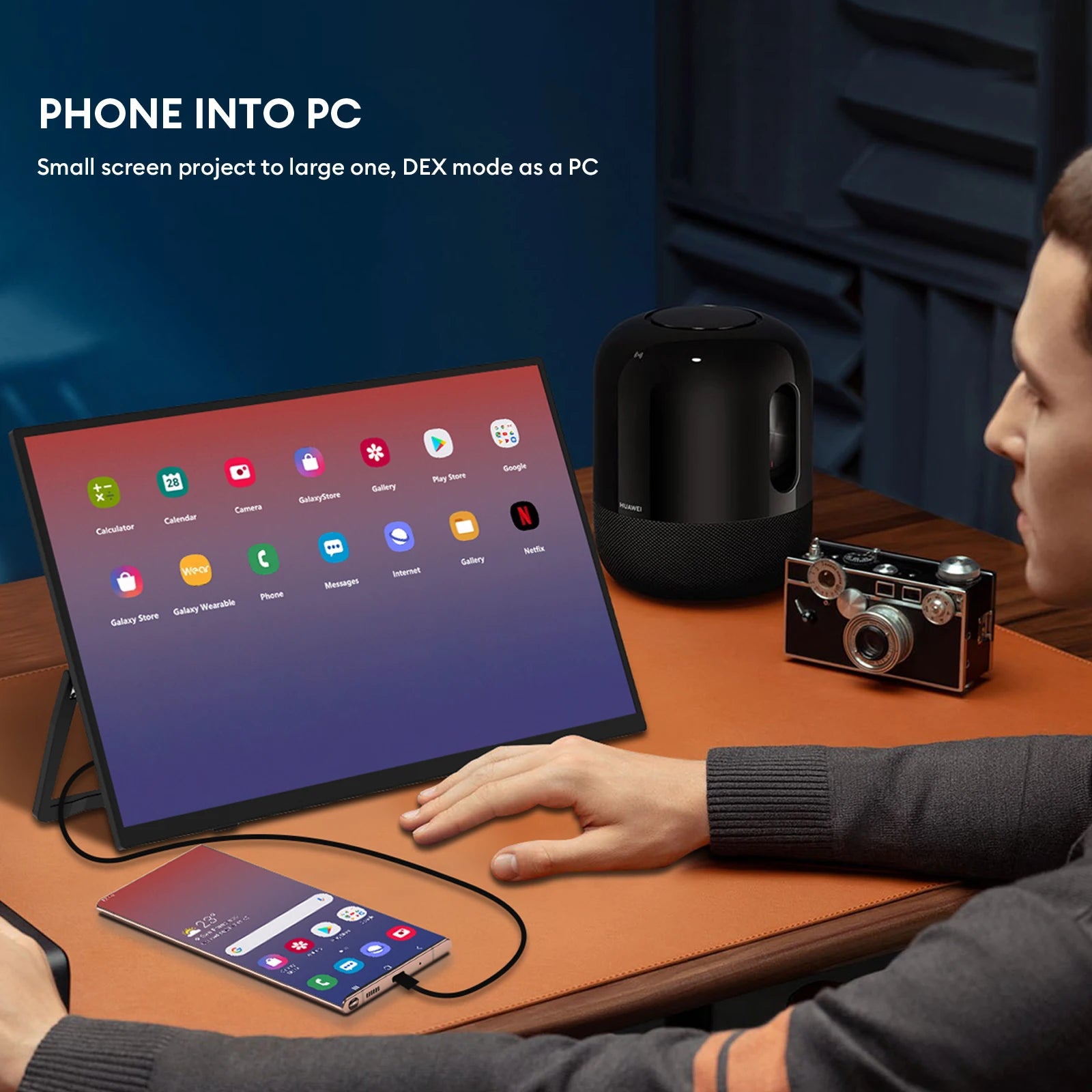 ZEUSLAP 15.6" FHD 100%sRGB 300Nits Ultra thin Back Stand Design Portable Monitor for Phone Gaming Laptop