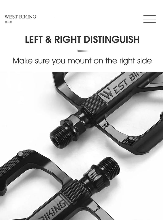 WEST BIKING Bicycle Pedals Sealed DU Bearing Nonslip Pedal Mountain Road Bike Cycling Alloy MTB Pedal Bicycle Accessories