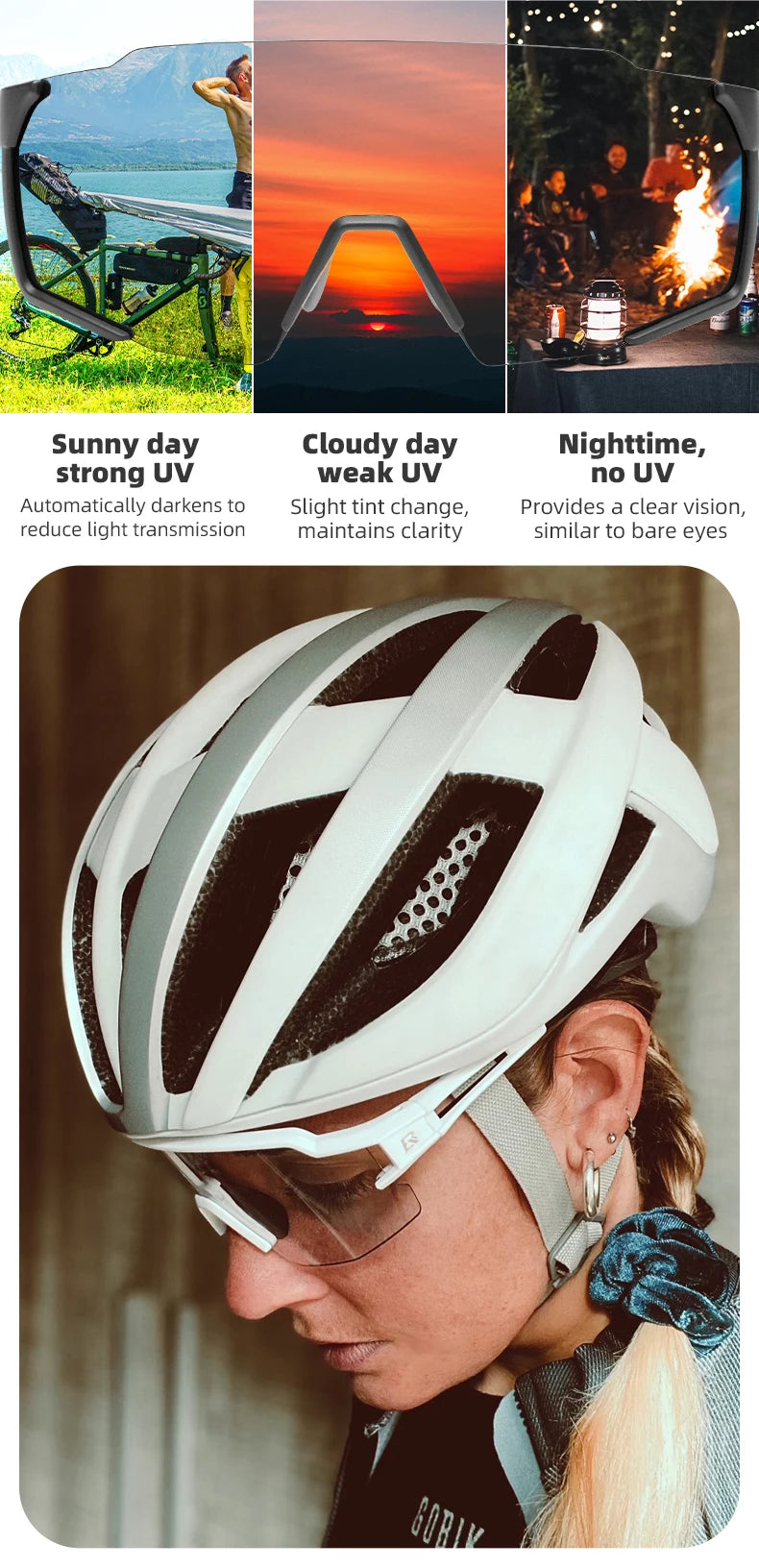 ROCKBROS Cycling Glasses Photochromic Polarized Lens Bike Glasses UV400 Protection Eyewear Sunglasses MTB Road Bicycle Goggles - MANDOTOS