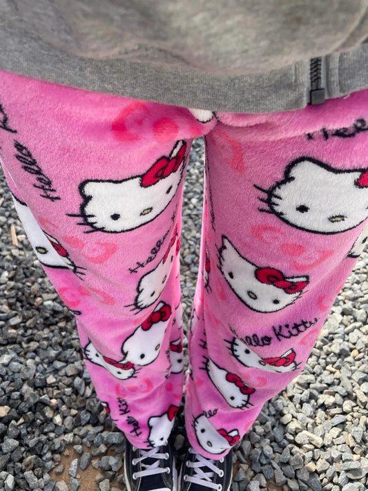 Y2K Hello Kitty Pajamas Pants Sanrio Anime Women's Pajama Pants Cartoon Couple Home Sleepwear Trousers Leisure Home Clothing - MANDOTOS