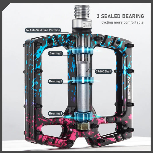 Bike Pedals 9/16 Inch Mountain Bike Pedal Premium Road Bike Pedals Wide Paltform and Lightweight Aluminum Bicycle Pedals