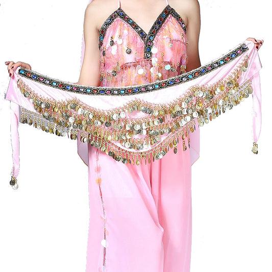1PC New Style Belly Dance Belt Newest Multi-color Glass Silk Velvet Dancing Belt Scarf Crystal BellyDance Waist Chain Hip Scarf - MANDOTOS
