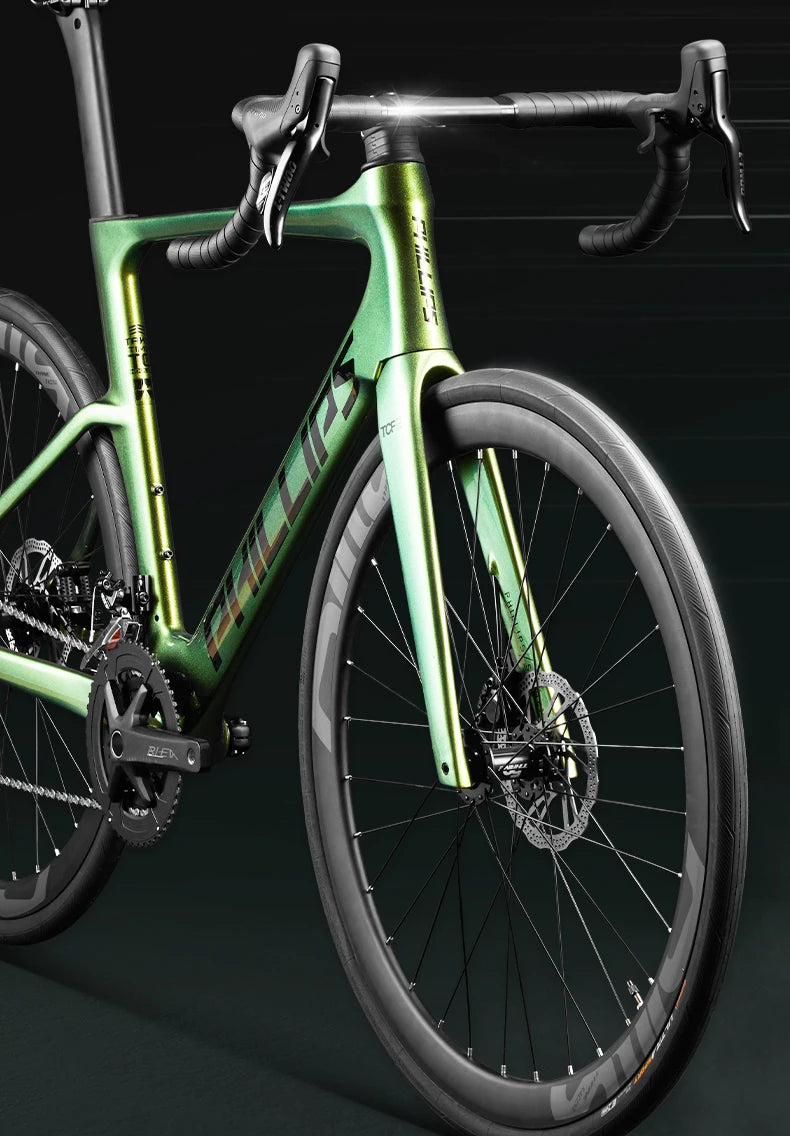 2025 New Ultra-Light Carbon Fiber Road Bike Fast Racing Bicycle with Hydraulic Disc Brakes 16/24-Speed Gear Shift Drop Handlebar