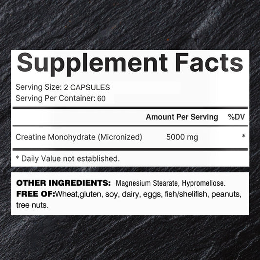 Creatine Monohydrate - Build Muscle, Improve Athletic Performance, Improve Energy Endurance and Promote Recovery - 120 Capsules