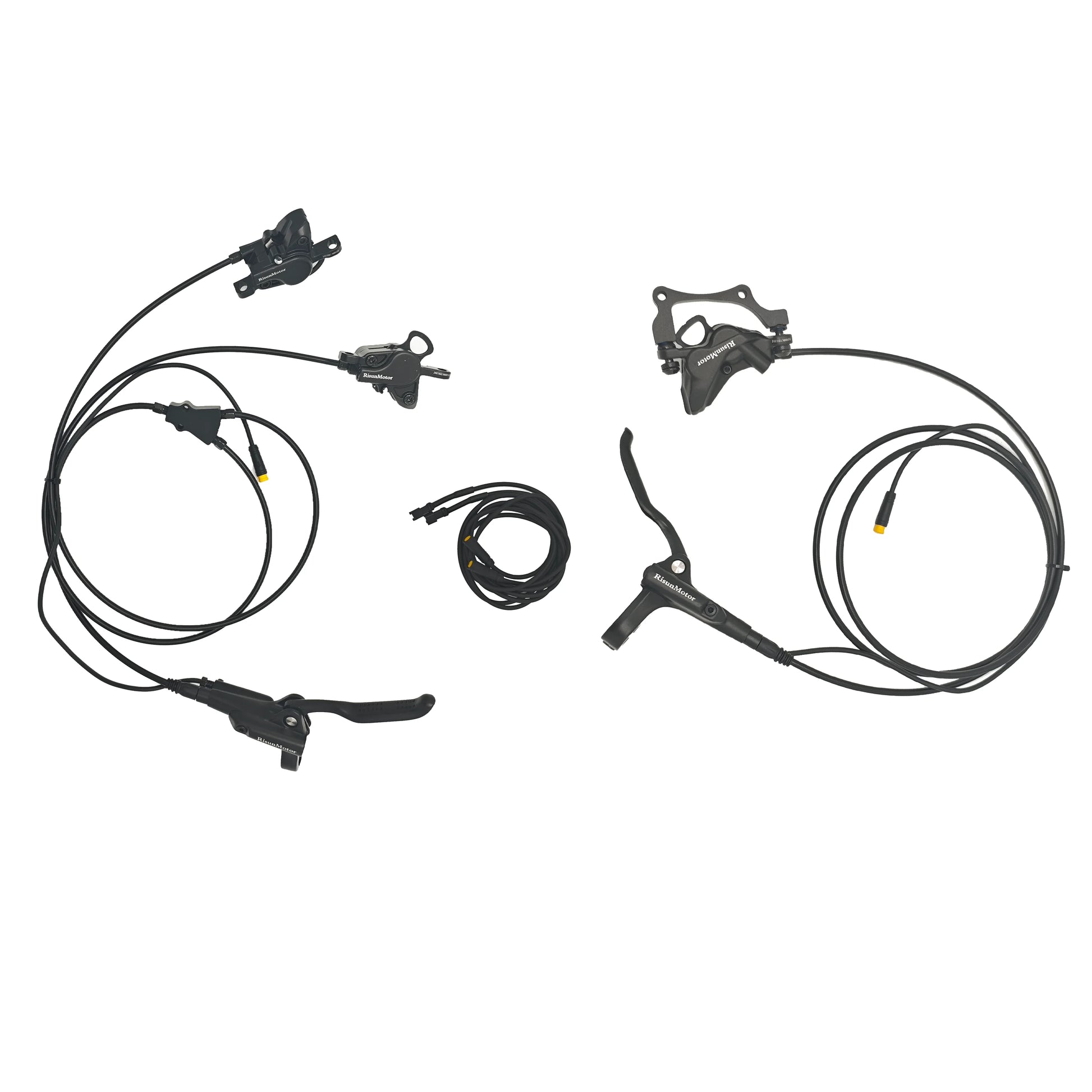 Hydraulic Disc Brake Kits with Front Dual Brake Calipers and Parking Button for Electric Bicycle Tricycle