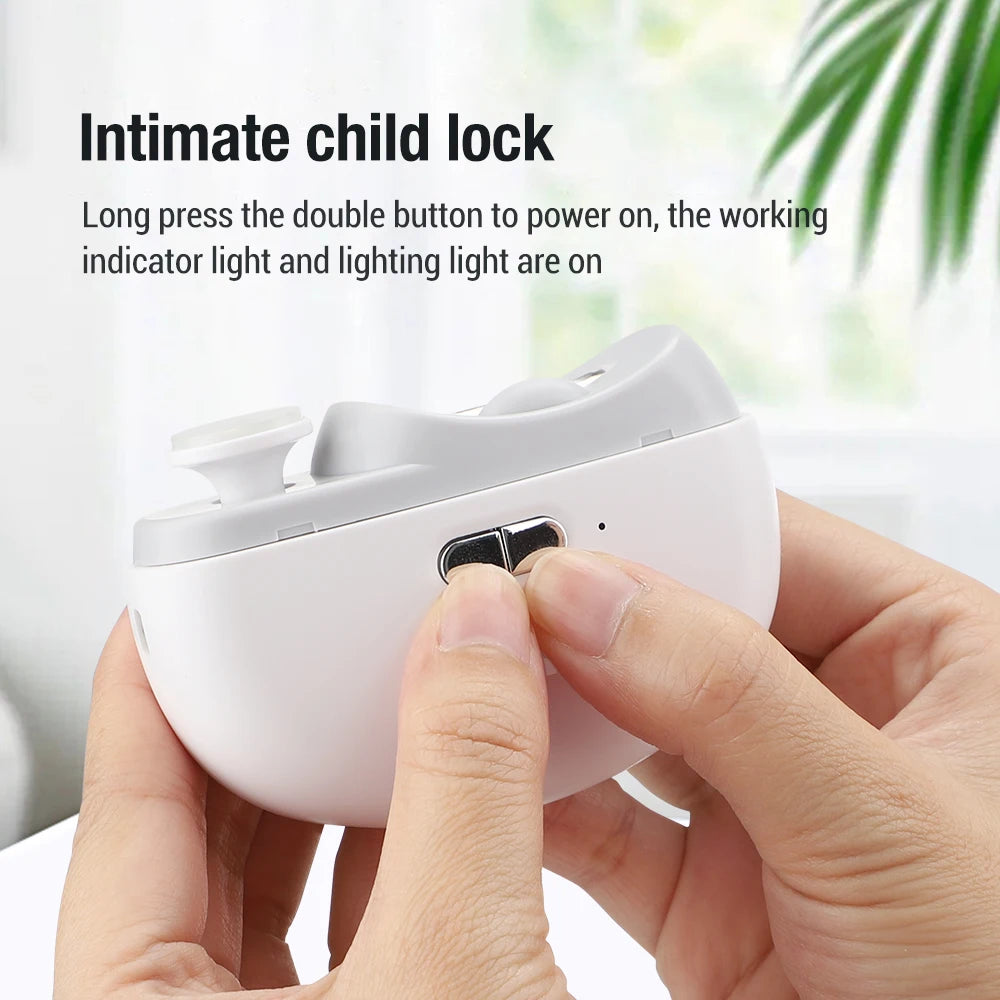 Electric Nail Clipper Grinding and Polishing with Light Automatic Nail Trimmer Rechargeable Nail Cutter Manicure for Baby Adult - MANDOTOS