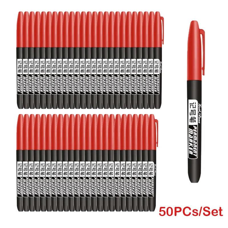 6PCs/Set Permanent Marker Pen Fine Point Waterproof Markers Thin Nib Crude Nib Black Blue Red Ink 1.5mm Fine Color Marker Pens