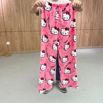 Y2K Hello Kitty Pajamas Pants Sanrio Anime Women's Pajama Pants Cartoon Couple Home Sleepwear Trousers Leisure Home Clothing - MANDOTOS