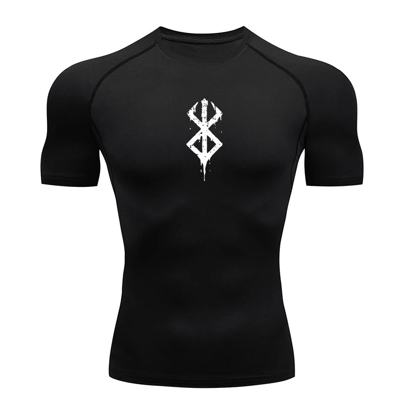 Men's Print Compression Shirts Summer Short Sleeve Rash Guard Gym Workout T-shirt Athletic Quick Dry Baselayer Undershirts Tops - MANDOTOS