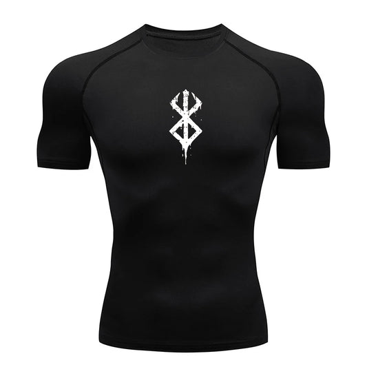 Men's Print Compression Shirts Summer Short Sleeve Rash Guard Gym Workout T-shirt Athletic Quick Dry Baselayer Undershirts Tops - MANDOTOS