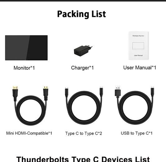 ZEUSLAP 18.5" Touch Screen Portable Monitor 100Hz 100% sRGB With Screen Holder Stand For Laptop Phone Xbox PS4 PS5 Switch