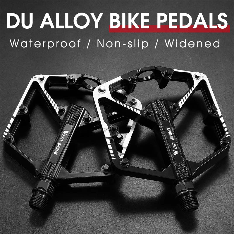 WEST BIKING Bicycle Pedals Sealed DU Bearing Nonslip Pedal Mountain Road Bike Cycling Alloy MTB Pedal Bicycle Accessories