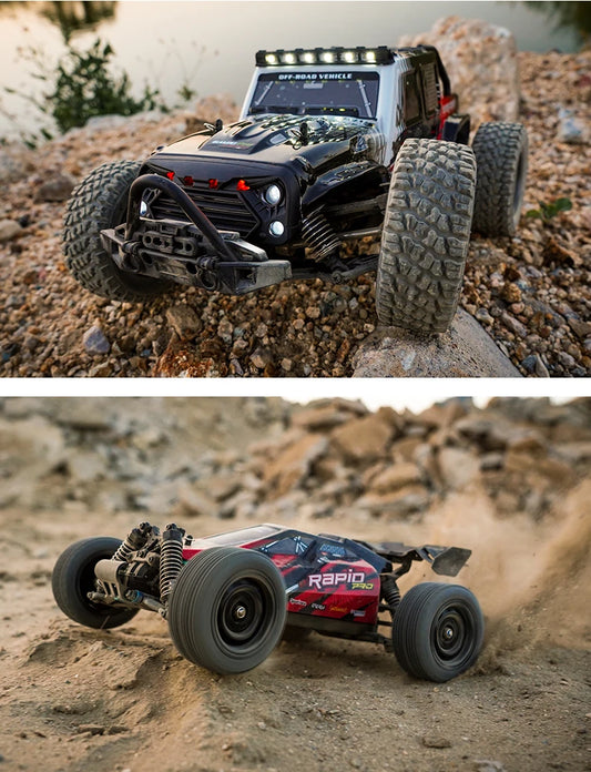 Teeggi 16101 /16102 PRO 1:16 High Speed RC Car With LED Light Drift 70KM/H 4WD RC Off-Road Car Monster Truck Toy For Kid Gifts - MANDOTOS