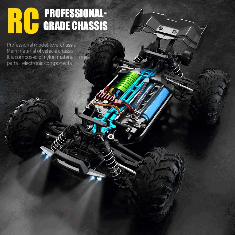 Teeggi 16101 /16102 PRO 1:16 High Speed RC Car With LED Light Drift 70KM/H 4WD RC Off-Road Car Monster Truck Toy For Kid Gifts - MANDOTOS