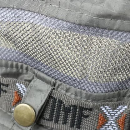 Summer Men Bucket Hat Outdoor UV Protection Wide Brim Panama Safari Hunting Hiking Hat Mesh Fisherman Hat Beach Sunscreen Cap - MANDOTOS