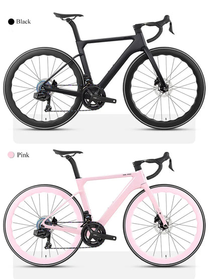 TWITTER 700X25C Carbon Road Bicycle Wireless Men's Hydraulic Disc Racing Bike With WheelTop EDS TX 24S Shifter 50mm Carbon Wheel