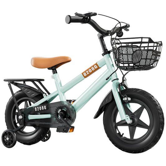 12 Inch Children Kids Bike Bicycle with Training Wheels & Basket Toddler Kids Bicycle for Ages 3-7 Years Old Boys Girls Train