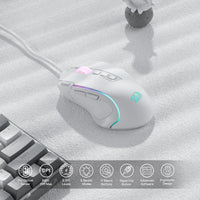 Redragon M612 Predator RGB Gaming Mouse 8000 DPI Wired Optical with 11 Programmable Buttons, White - MANDOTOS