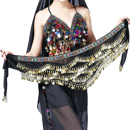 1PC New Style Belly Dance Belt Newest Multi-color Glass Silk Velvet Dancing Belt Scarf Crystal BellyDance Waist Chain Hip Scarf - MANDOTOS