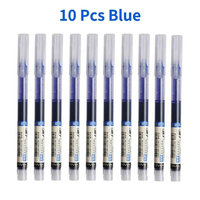 10Pcs/set High Quality Needle Type Gel Pens Straight Liquid Ballpoint Pen Kawaii Stationery School Office Supplies Writing - MANDOTOS
